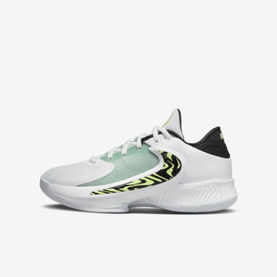 Nike Giannis Freak 4 Big Kids' Basketball Shoes In White,black,barely Volt,white