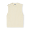 Ganni Off-white O-neck Vest In Egret