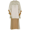 PALMER HARDING LACERATED CREAM SATIN SHIRT