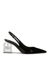 Dolce & Gabbana Lollo 75 Slingback Pumps In Polished Leather In Black