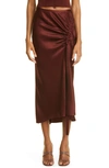 Lapointe Double Face Satin Skirt In Mahogany 201