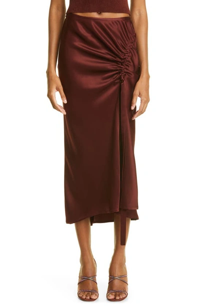 Lapointe Double Face Satin Skirt In Mahogany 201