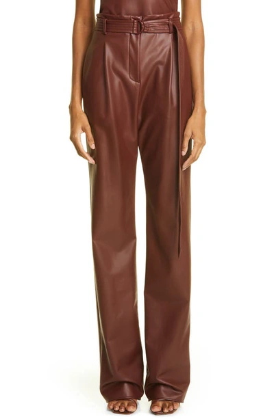 Lapointe Faux Leather Belted Pant In Mahogany
