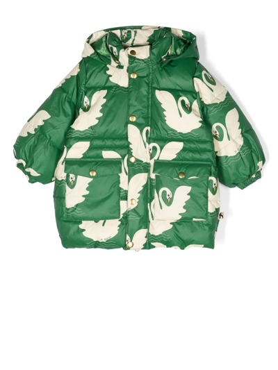 Mini Rodini Kids' Graphic-print Puffer Jacket In Green