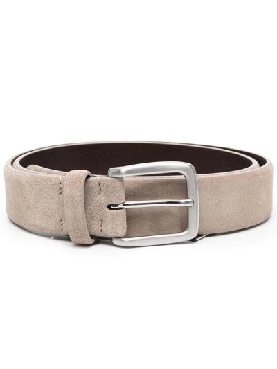 Moorer Textured Buckled Belt In Neutrals
