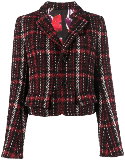 Marni Speckled Tweed Short Jacket In Patterned Black