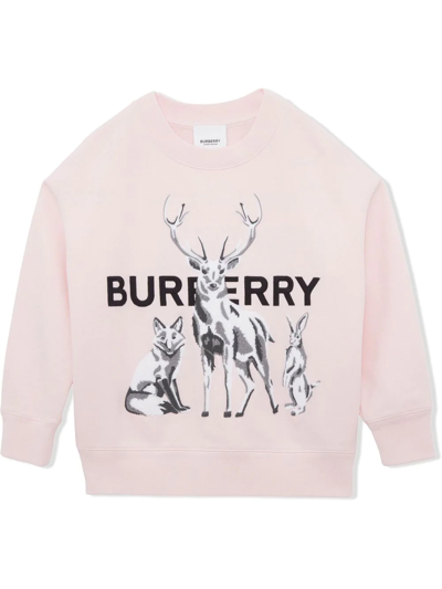Burberry Sweatshirt With Logo And Embroideries In Pink
