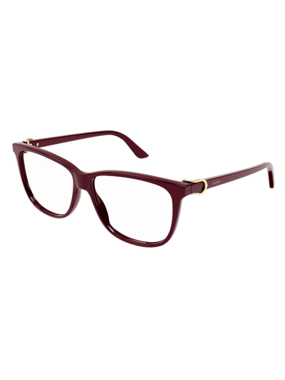 Cartier Women's  Burgundy Metal Glasses