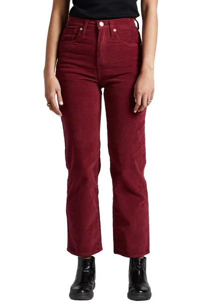 Silver Jeans Co. Highly Desirable High Waist Straight Leg Corduroy Jeans In Wine