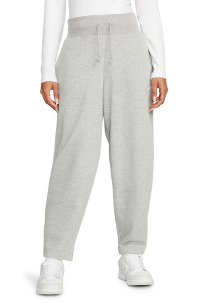 Nike Sportswear Phoenix Fleece High Rise Sweatpants In Dark Grey Heather/ Sail