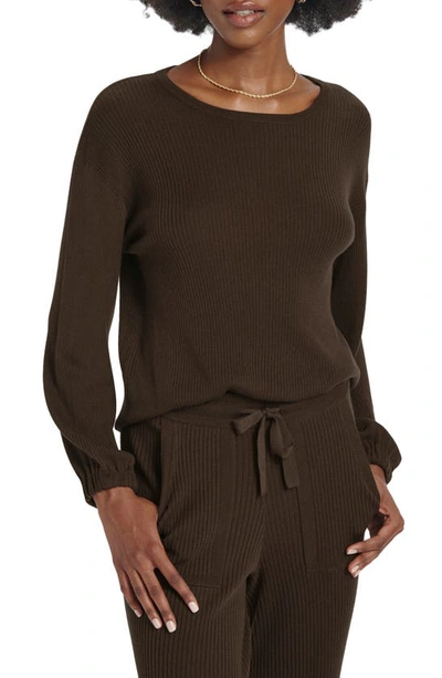 Splendid Georgie Rib Sweater In Chocolate