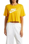 Nike Sportswear Essential Crop Graphic Tee In Yellow Ochre