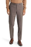 Ted Baker Jerome Trim Fit Flat Front Wool Blend Pants In Light Brown