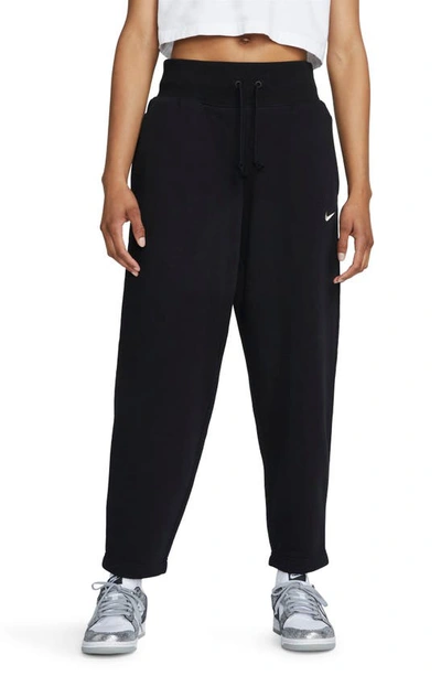 Nike Black Tech Fleece Sportswear Essential High Rise Lounge Pants In White/black