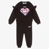 MSGM GIRLS BLACK HEART LOGO TRACKSUIT