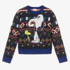 MARC JACOBS MARC JACOBS TEEN BOYS BLUE KNITTED SWEATER