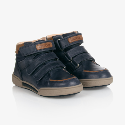 Geox Kids' Boys Blue Leather High Top Trainers