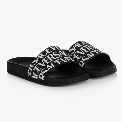 Versace Teen Black & White Logo Sliders