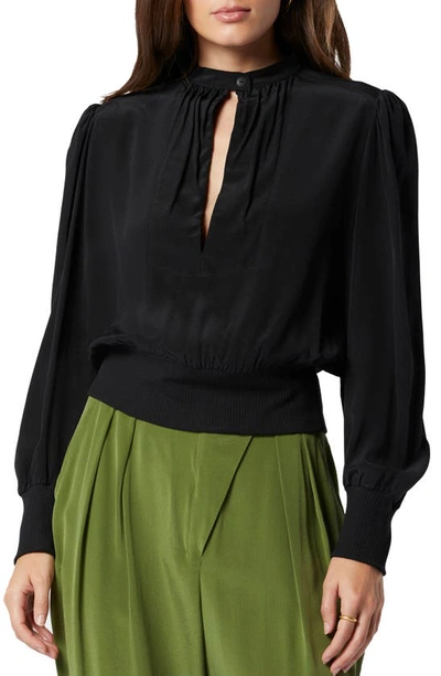 Joie Lyanes Long Sleeve Silk Top In Black