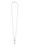Lagos Sterling Silver Caviar Spark Key Diamond Pendant Necklace, 16-18 In Sterling Silver