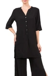 Everyday Ritual Kinsley Cotton Gauze Tunic Top In Black