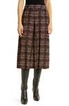 MISOOK PLAID KNIT A-LINE MIDI SKIRT