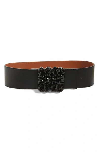 Loewe Inflated Anagram Reversible Belt In Black & Tan