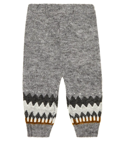 Molo Babies' Fair Isle Intarsia-knit Trousers In Grey