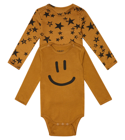 Molo Baby Foss Printed Jersey Onesie In Stars Earthy