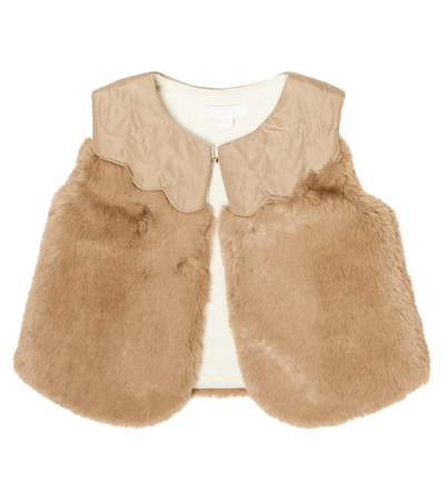 Chloé Kids' Baby Faux Fur Waistcoat In Stone