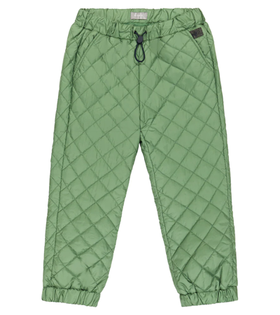 Il Gufo Kids' Diamond-quilt Drawstring Trousers In Green