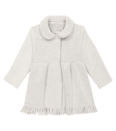 Il Gufo Baby Fringed Wool-blend Coat In Fog Grey