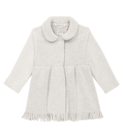 Il Gufo Baby Fringed Wool-blend Coat In Gray