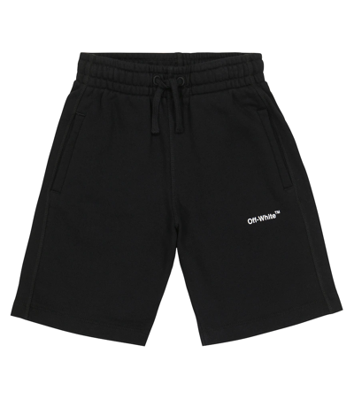 OFF-WHITE LOGO COTTON JERSEY TRACK SHORTS