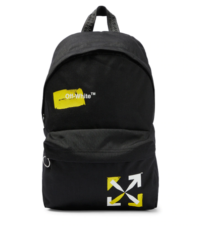 Off-white Kids' Logo Printed Backpack In Black Yellow