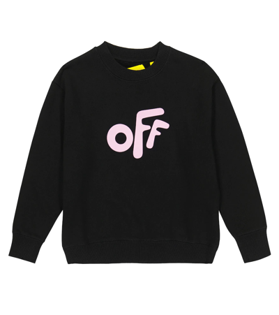 Off-white Kids' Arrows Logo Crewneck Cotton Sweatshirt 4-12 Years In Black