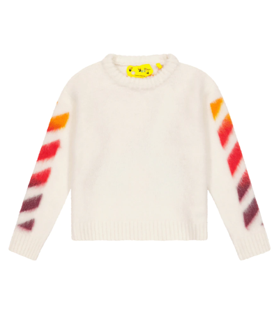Off-white Kids' Arrow Brushed-knit Crewneck Jumper In Off White Red