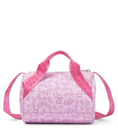 Off-white Kids' Logo Duffel Bag In Pink Fuchisa