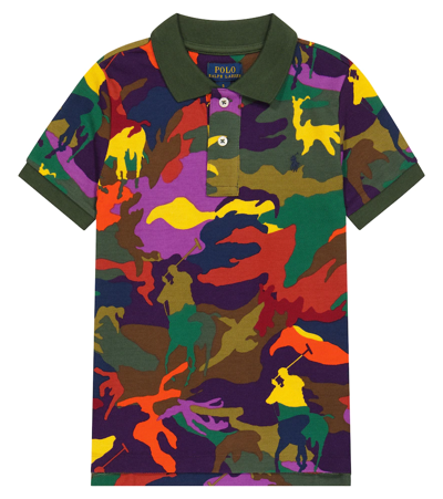 Polo Ralph Lauren Kids' Polo Pony Camo Cotton Mesh Polo Shirt In Player Camo