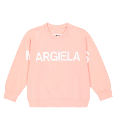 Mm6 Maison Margiela Logo-print Cotton Sweatshirt In Peach Pink