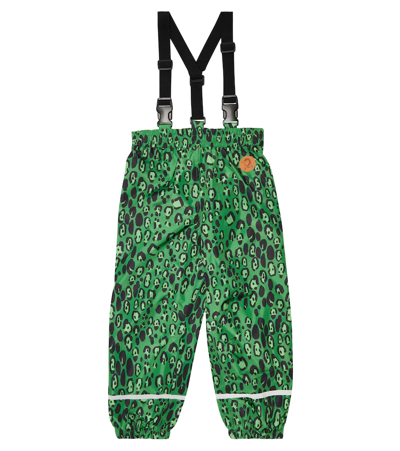 Mini Rodini Kids' Edelweiss Leopard-print Shell Pants In Green