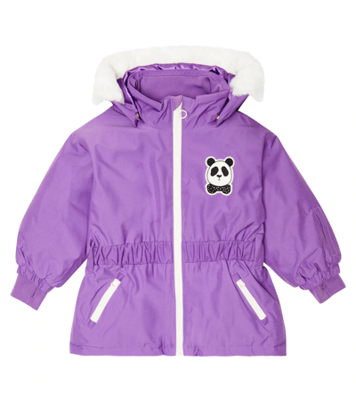 Mini Rodini Panda Soft Branded Ski Jacket Purple In Lilac
