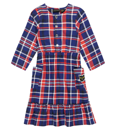 Mini Rodini Kids' Checked Cotton Dress In Navy