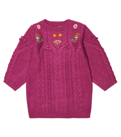 Louise Misha Kids' Rejana Embroidered Sweater Dress In Raspberry