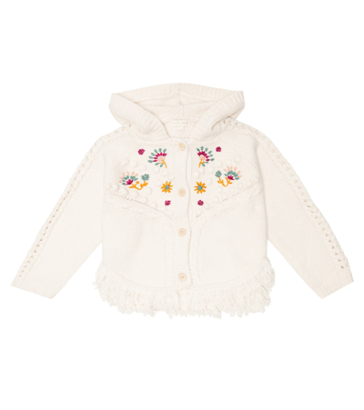 Louise Misha Kids' Clara Hooded Wool-blend Cardigan In Cream