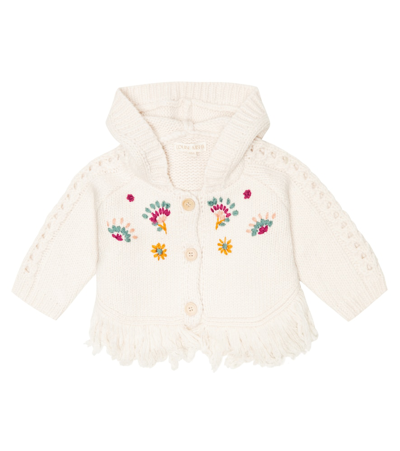 Louise Misha Baby Clara Hooded Wool-blend Cardigan In Cream