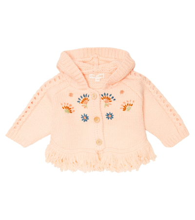 Louise Misha Baby Clara Embroidered Wool-blend Cardigan In Blush