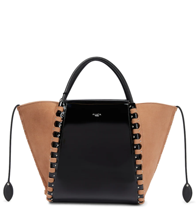 Alaïa Women's Le Hinge Suede & Patent Leather Tote In Rose Noir