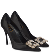 ROGER VIVIER FLOWER STRASS SATIN PUMPS