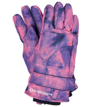 Off-white Tie-dye Insulated Ski Gloves In Pink,blue